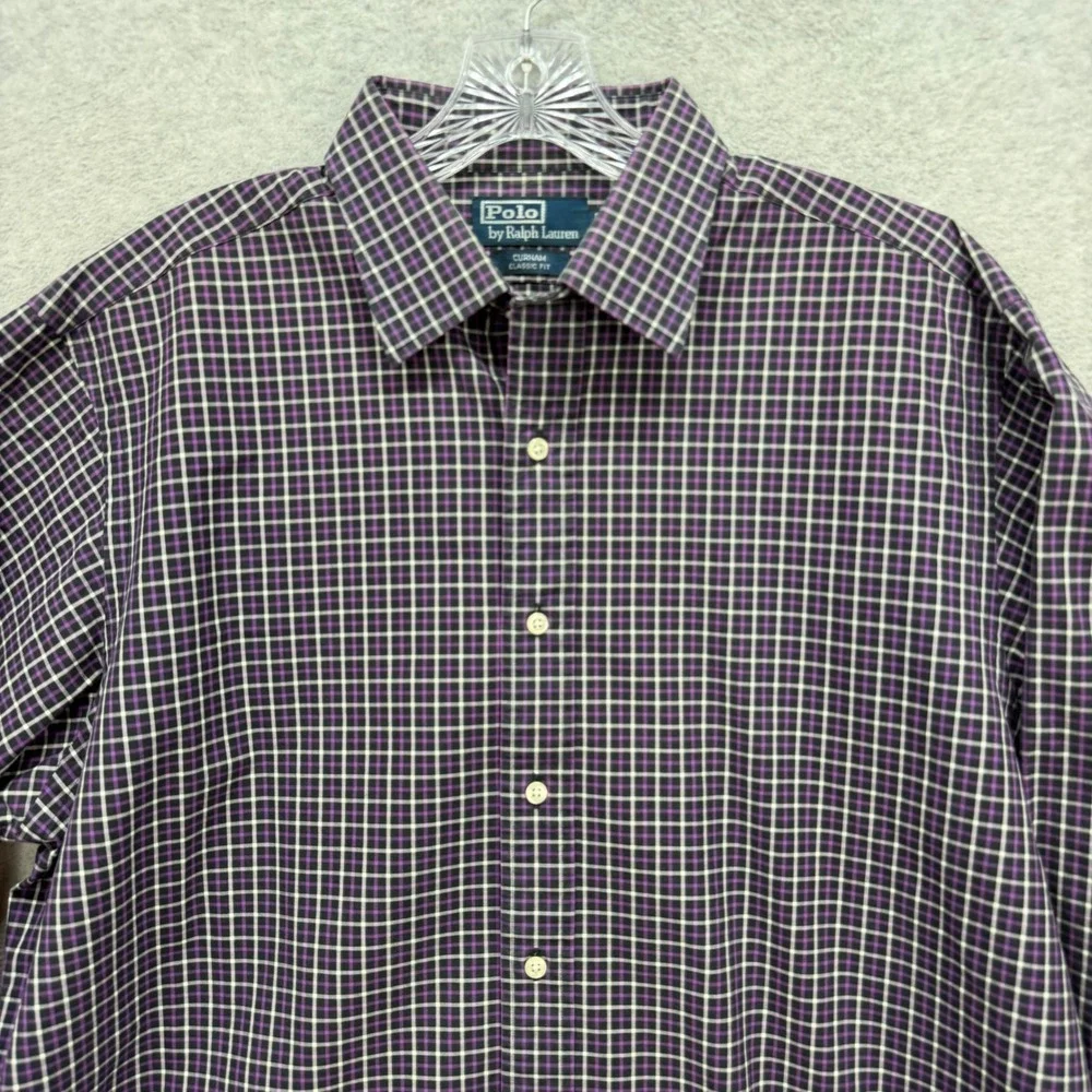 Polo Ralph Lauren Shirt Mens XL Purple Black Plaid‎ Curham Classic Fit Y2K Retro